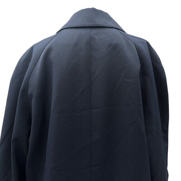 Sanyo NY Long Trench Overcoat Button-Up Minimalist Black Wool Blend Womens M - Picture 4 of 12